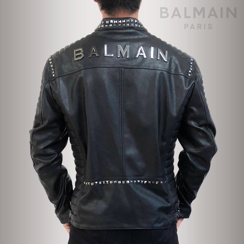 BALMAIN PARIS バルマン ライダース ジャケット メンズ エコレザー