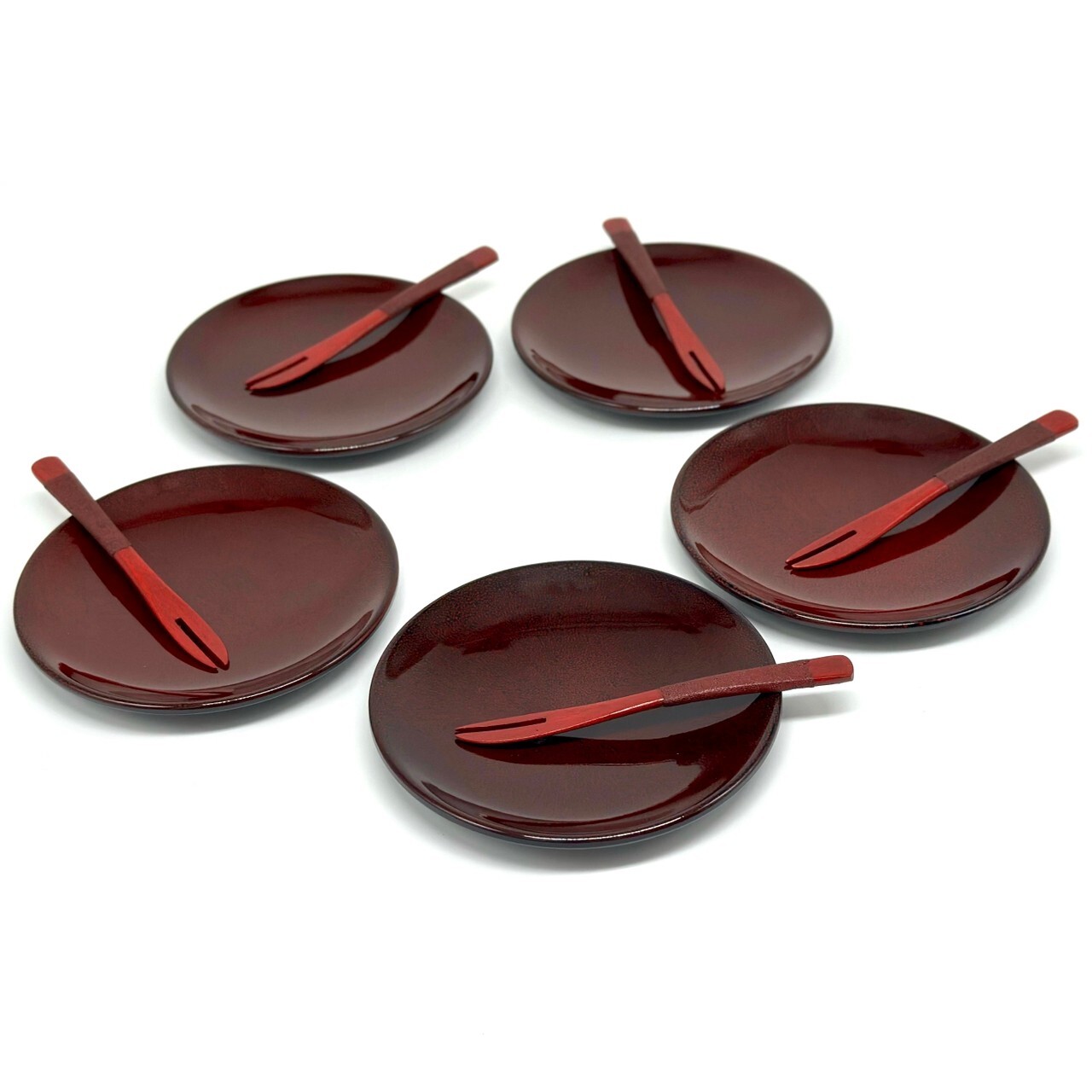 銘々皿 5枚セット フォーク付 ななこ 12.5cm 和菓子 洋菓子 小皿