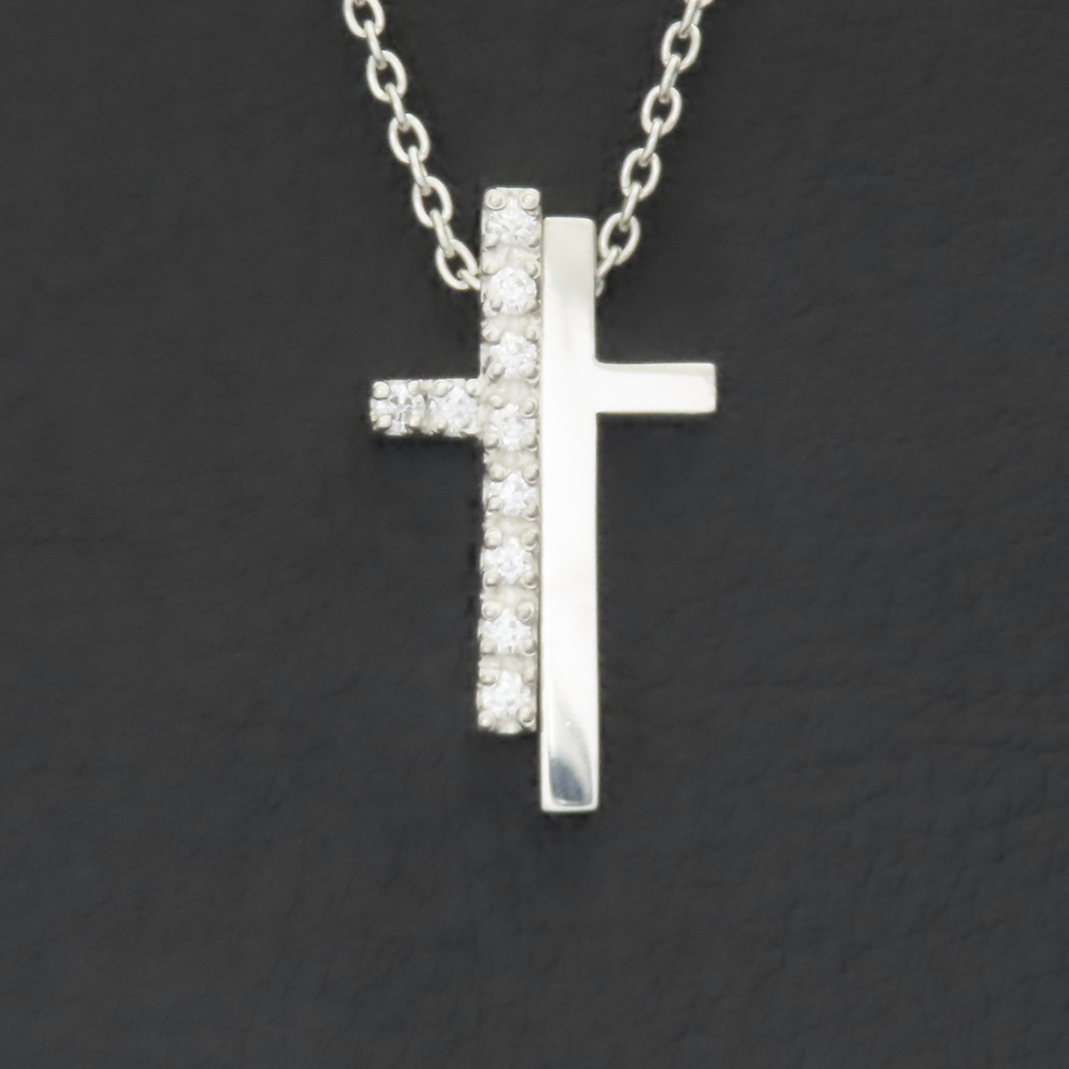 セパレートクロスネックレス シルバー925 クリア 透明 キュービック