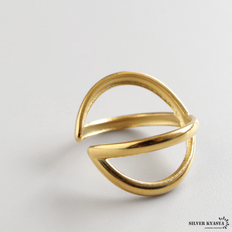 クロスリング Xライン ゴールドリング 指輪 18KGP ゴールド ステンレス