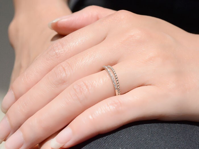 18金 指輪 レディース ダイヤモンド リング ホワイトゴールドk18 二連