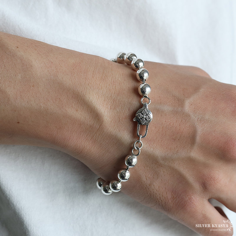 シルバー925 ボールチェーンブレスレット 特大8mm シルバー