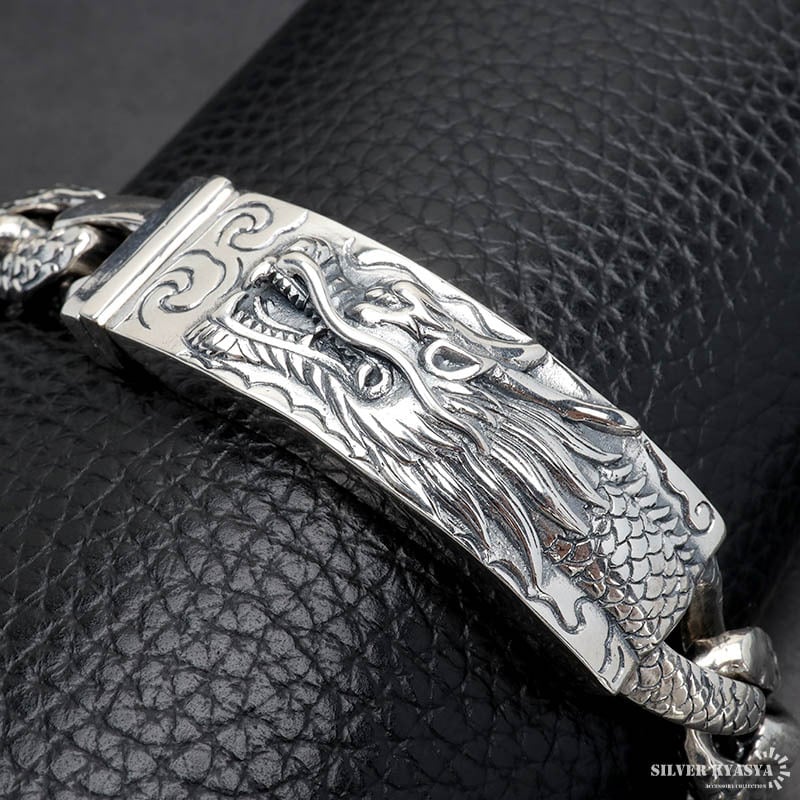 シルバー925 ドラゴンブレスレット バックル 龍の鱗 龍ブレスレット 竜
