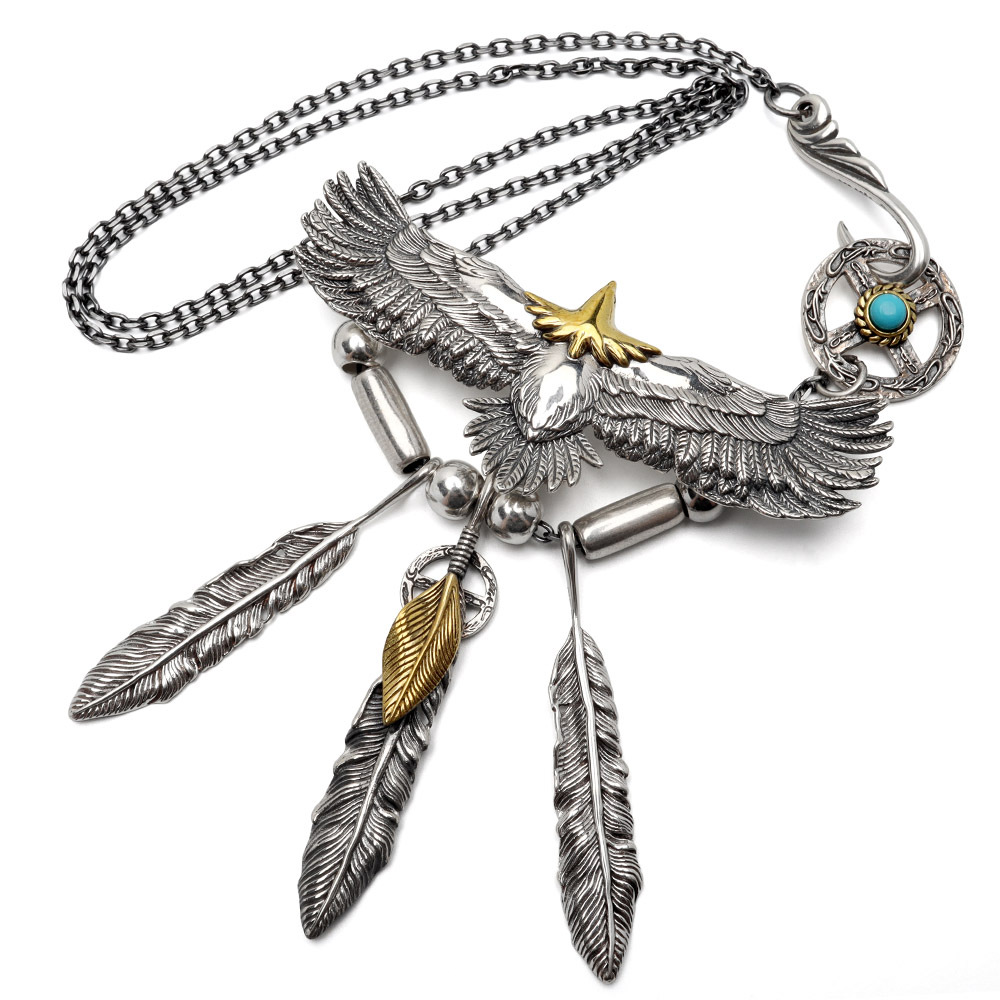 BFF ブランド フェザーネックレス イーグルネックレス シルバー925