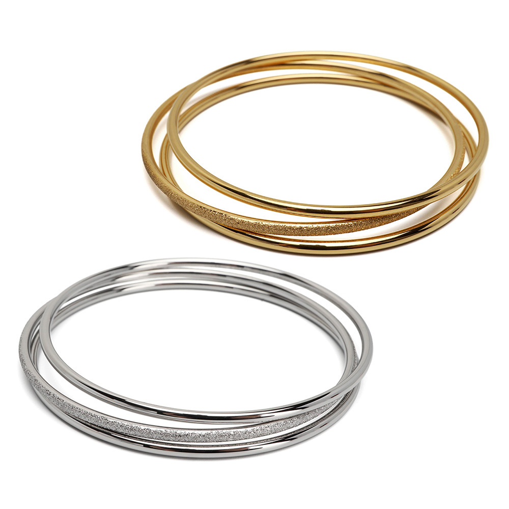 ステンレス 3連バングル シンプルバングル 3点セット 18KGP ゴールド