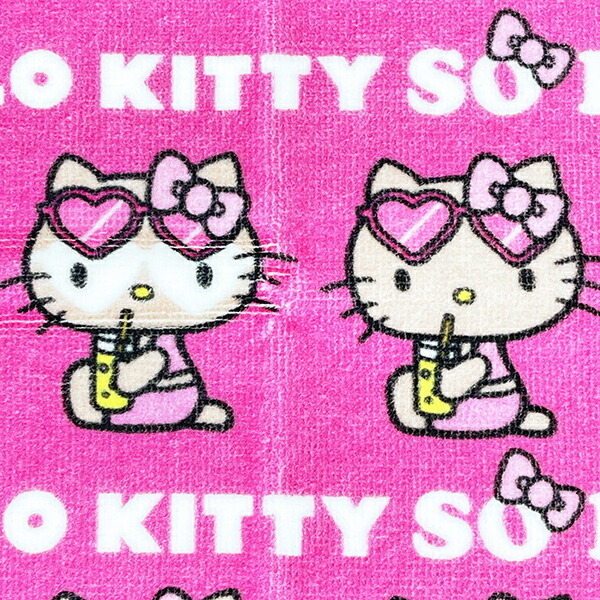 サンリオ ハローキティ 日焼け キティ 刺繍ハンドタオル ジュース