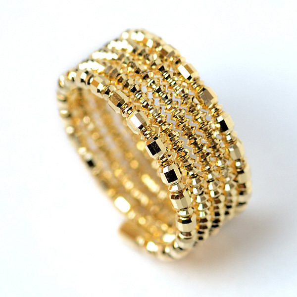 18金 イエローゴールド リング ミラーボール コイルリング カット