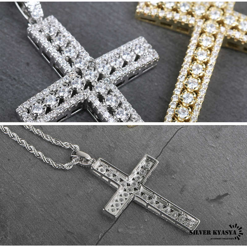 ネックレス クロス ペンダント ゴールド シルバー メンズ ロープ