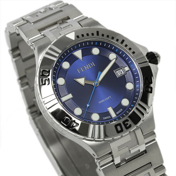 FENDI フェンディ 腕時計 メンズ スイス製 男性用 シルバー ブルー