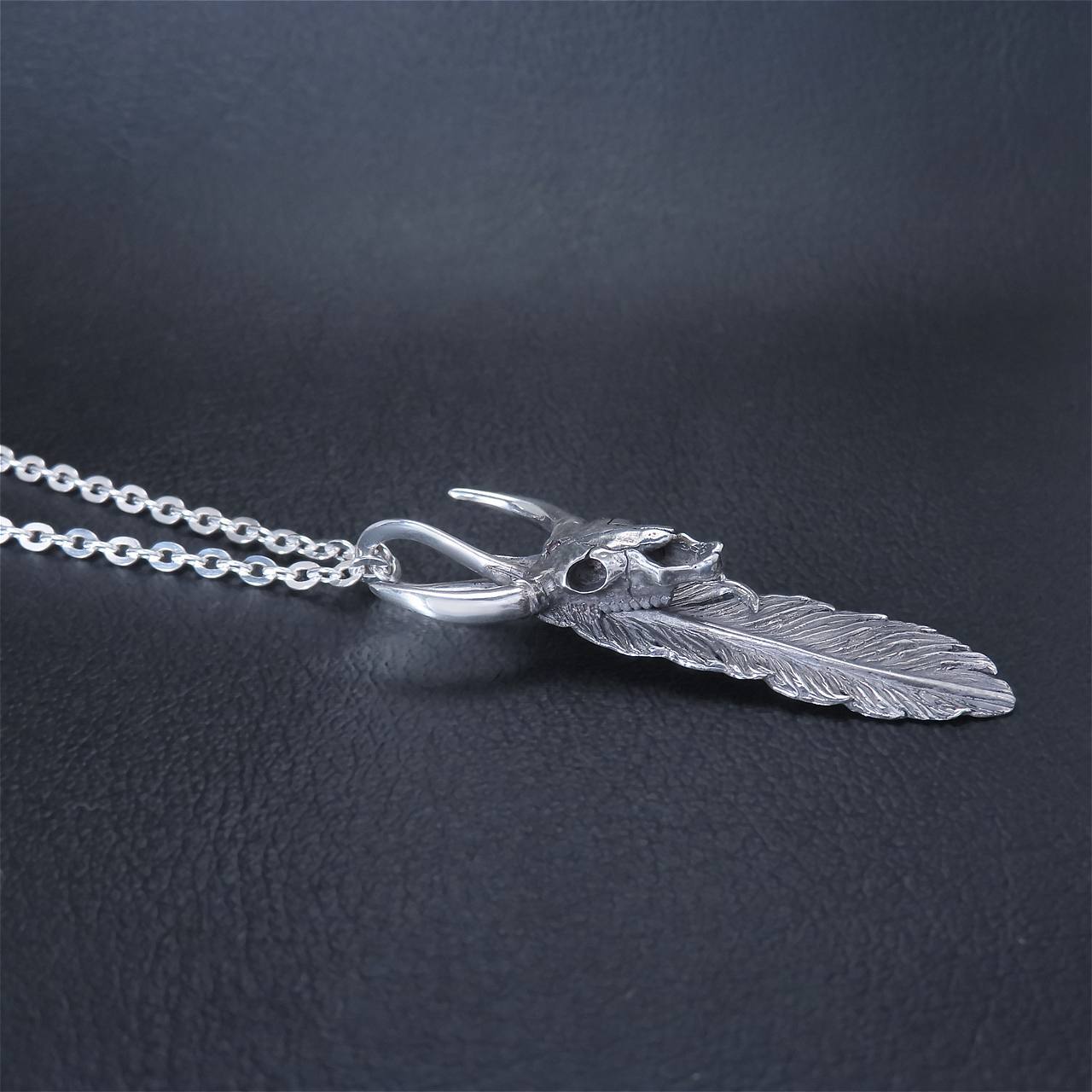 バッファロースカルフェザーネックレス シルバー925 【刻印無料