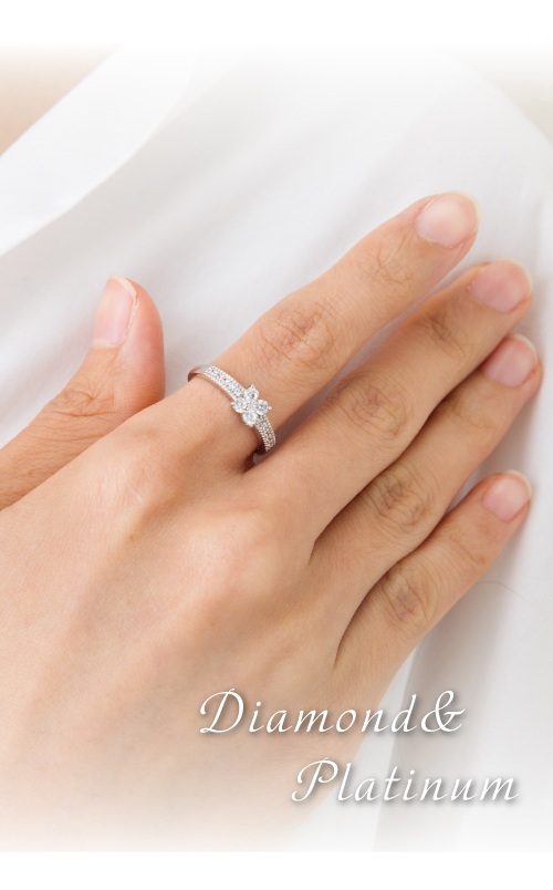 エタニティリング ミル打ち ダイヤモンド リング 0.3ct フラワー