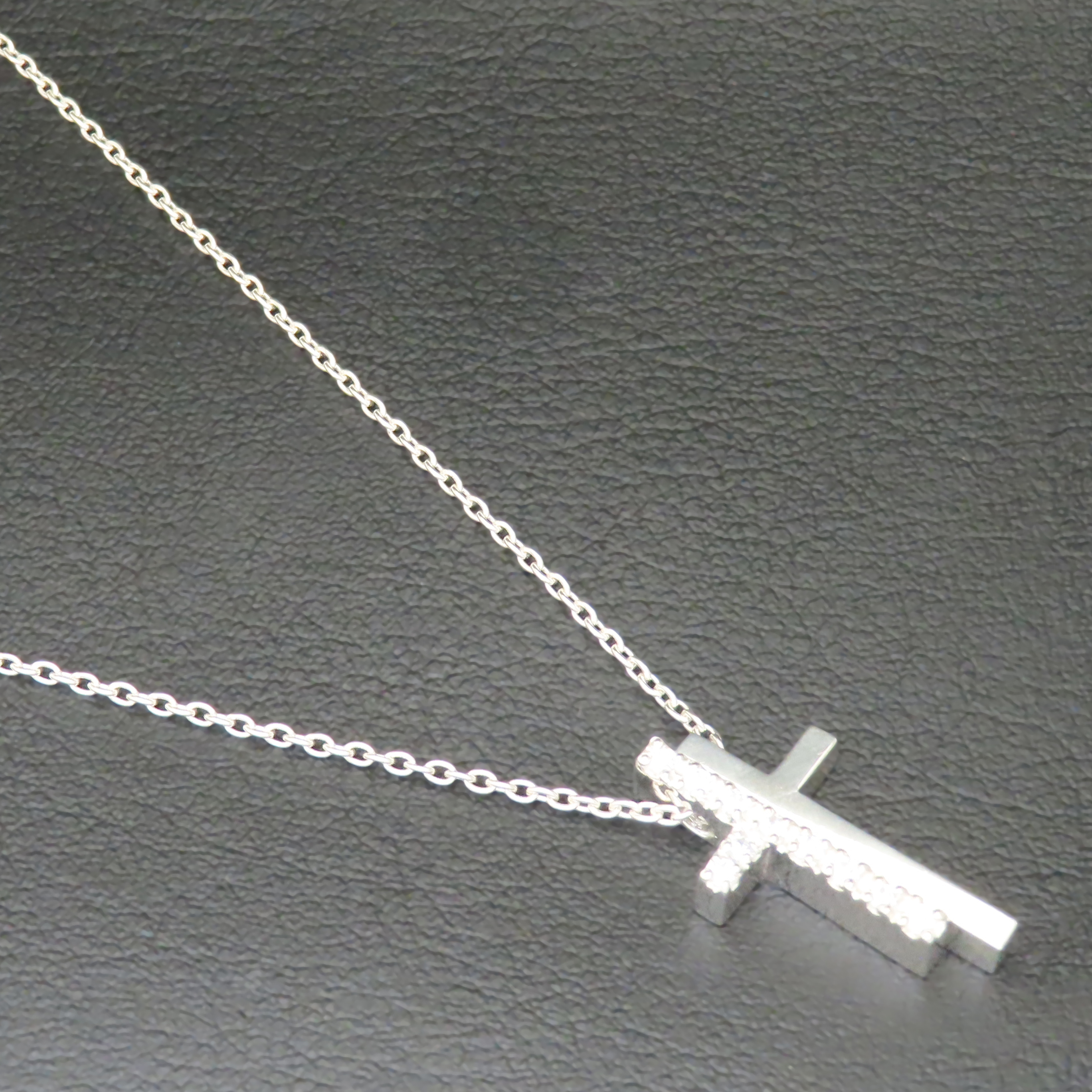 セパレートクロスネックレス シルバー925 クリア 透明 キュービック