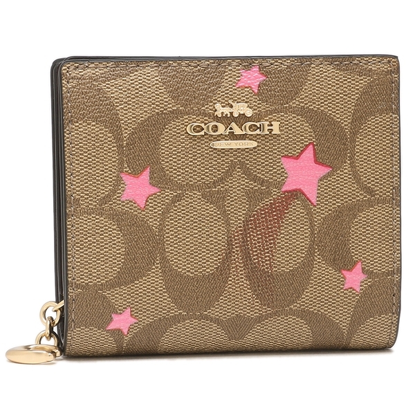 コーチ アウトレット 二つ折り財布 シグネチャー 星柄 カーキ マルチ