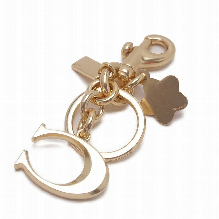 コーチ キーホルダー COACH キーリング ピンク Cロゴ 花 C8627GDRRJ