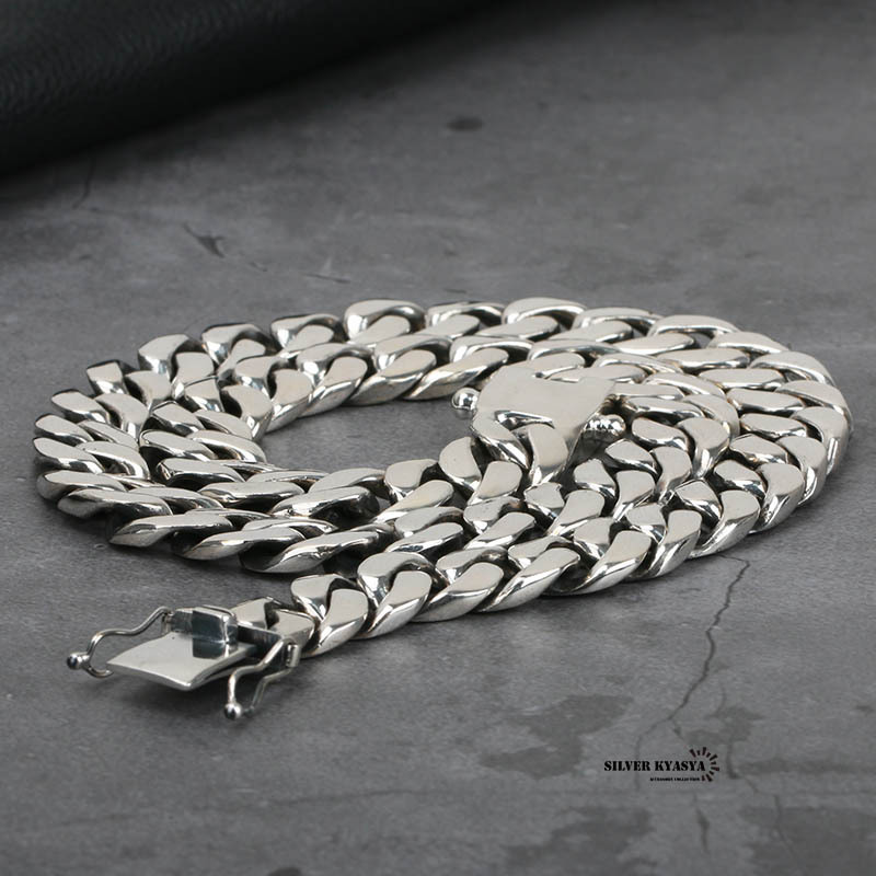 重厚 シルバー925 喜平ネックレス シルバー喜平チェーン 太め 幅12mm