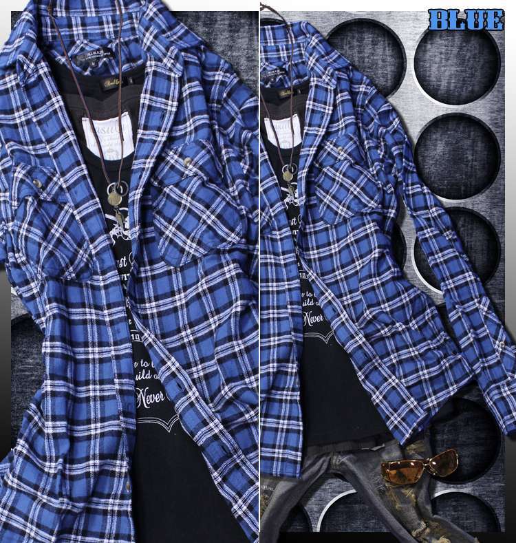 チェックシャツ メンズ 長袖 5カラー ビエラ 起毛 チェックネルシャツ