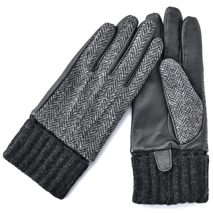 ハリスツイード 手袋 メンズ スマホ対応 革 ビジネス グローブ 本革