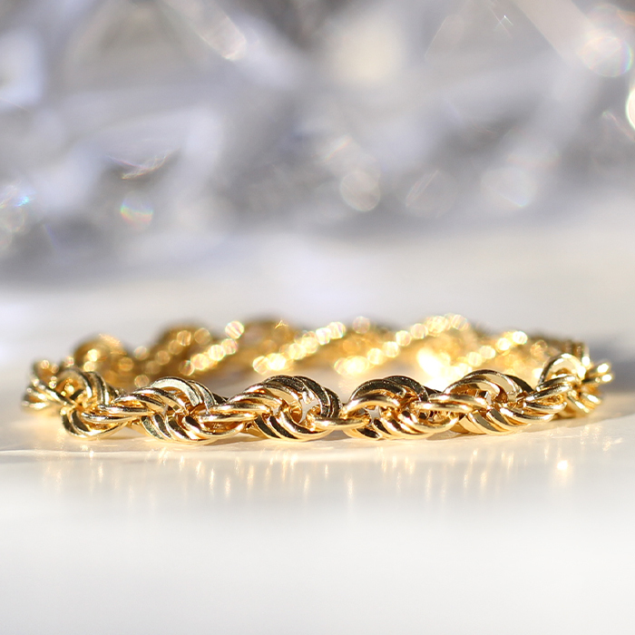 K18 チェーンリング イタリー製 中空ロープ - 【アミジュエリー ギフト