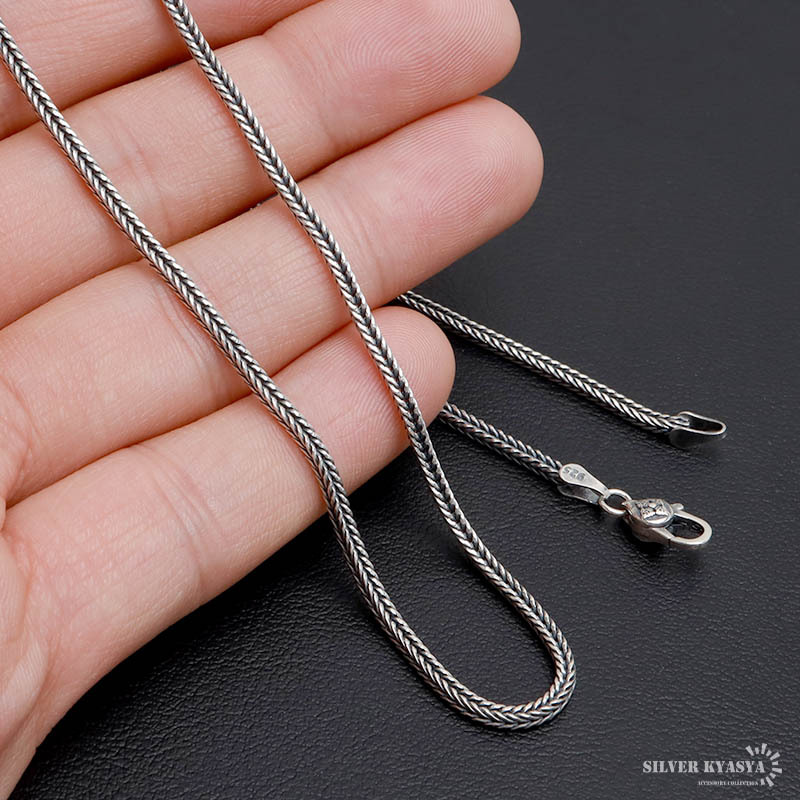 シルバー925 フォックステールチェーン ネックレス 幅2mm ネックレス