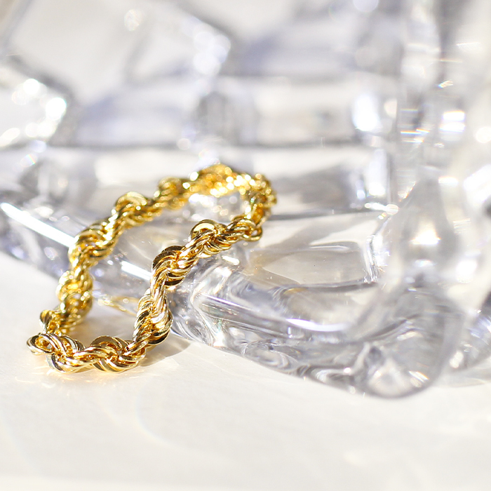 K18 チェーンリング イタリー製 中空ロープ - 【アミジュエリー ギフト