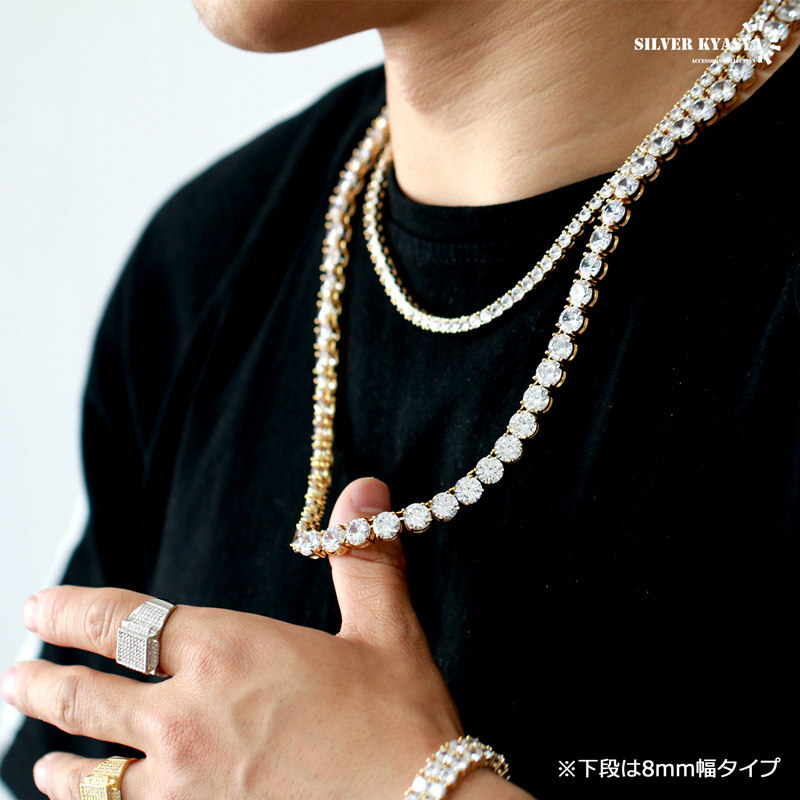 テニスチェーンネックレス メンズ シルバー ゴールド 金 テニス