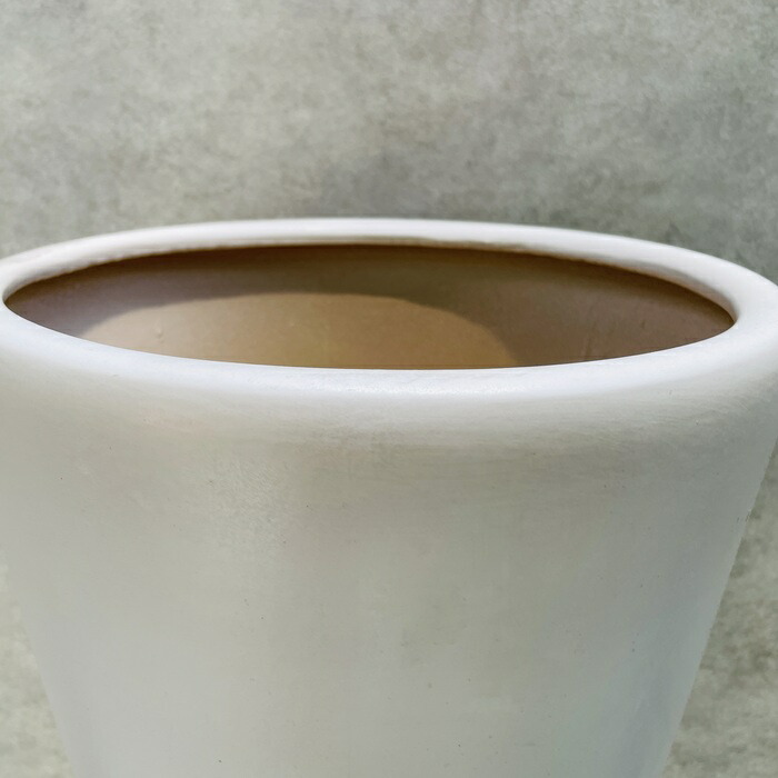 植木鉢 大型 11号 白色 ホワイト WYモダン PR1 マット釉 受け皿付き