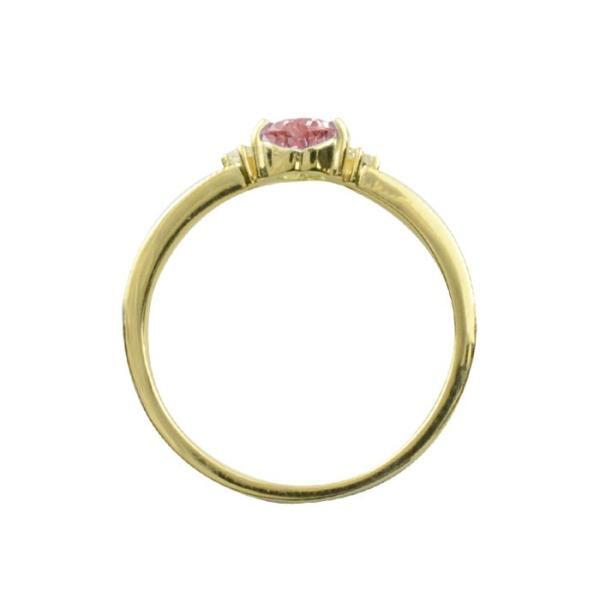 リング ダイヤモンド 18金 指輪 ピンクトルマリン ハート ハート