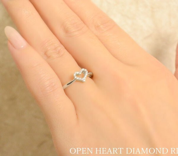 10金 レディース リング ダイヤモンドリング 指輪 ハートリング ハート