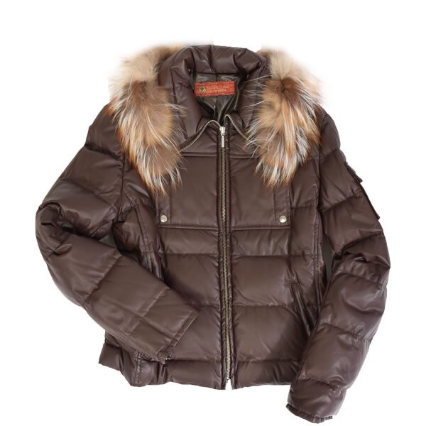 ラッピング無料】ラムレザーダウンジャケットフォックス付 (LA1075