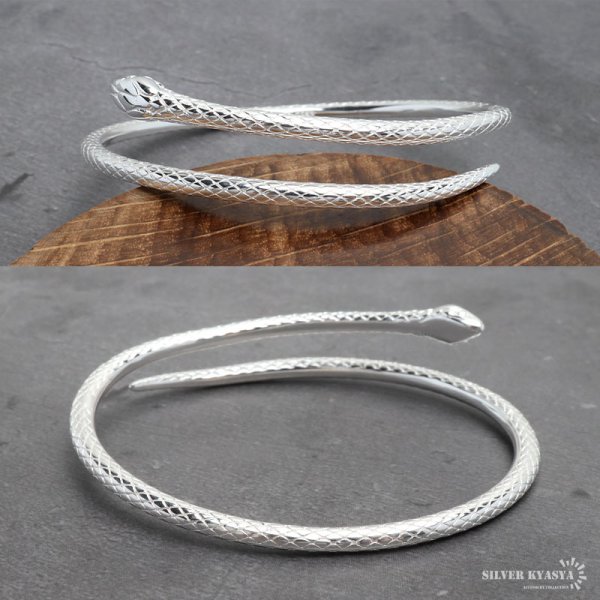 シルバー925 スネークバングル メンズ 腕輪 巻きつく シルバーバングル