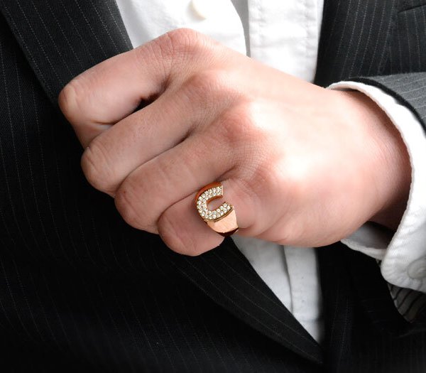 10金 印台 メンズ リング 馬蹄 k10 ダイヤモンド 指輪 馬 蹄鉄 メンズ