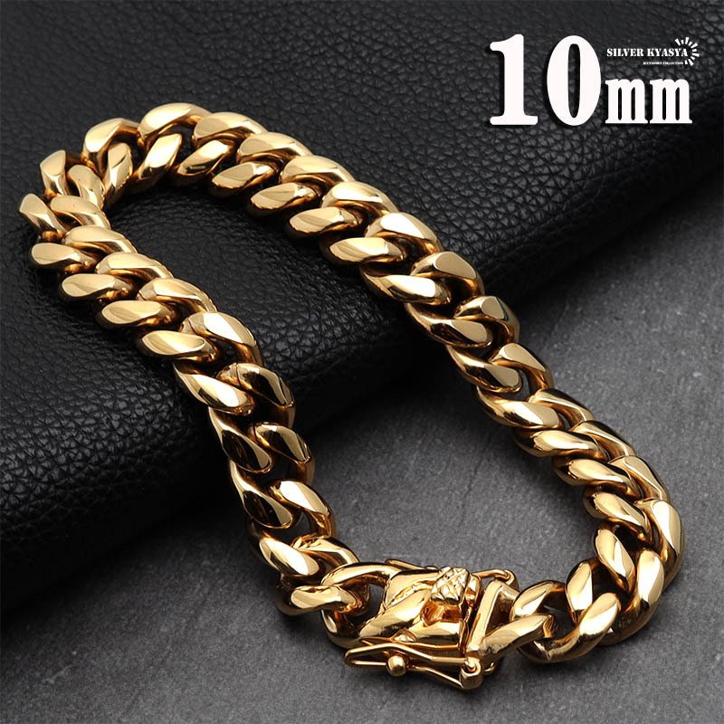 316L ゴールド チェーンブレスレット 18k gp 18金 ブレスレット 喜平