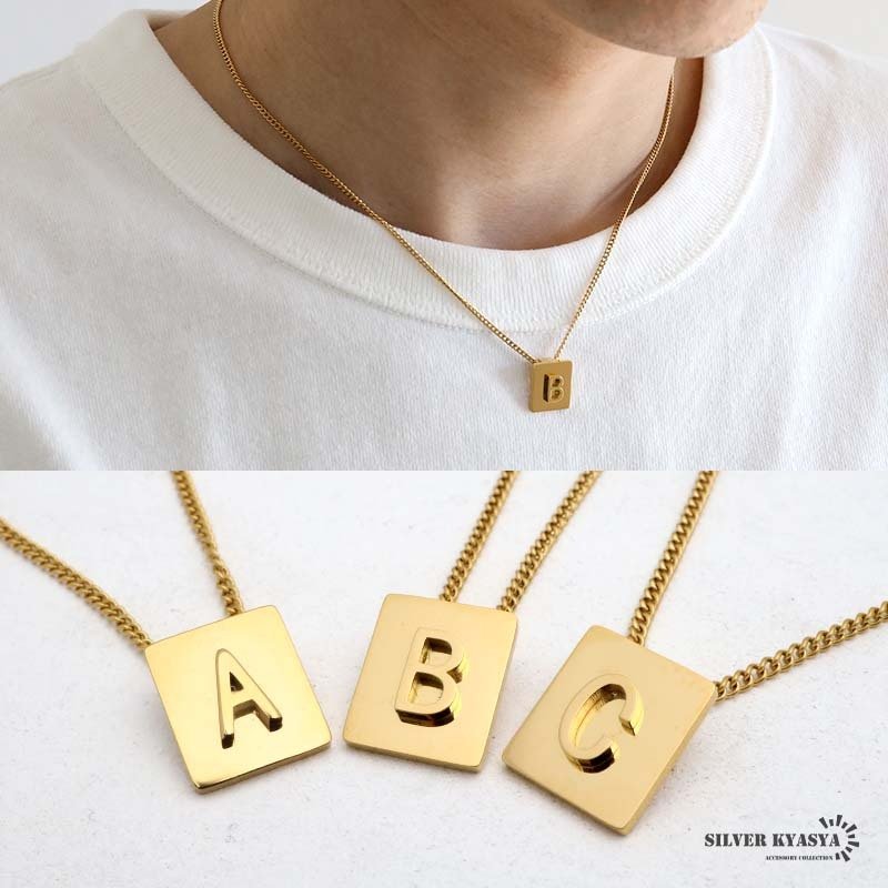 イニシャルネックレス アルファベットネックレス ゴールド メンズ