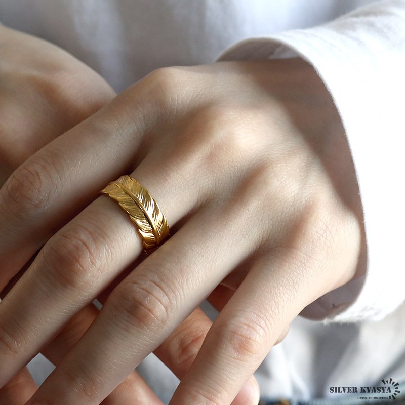 フェザーリング イーグル ゴールドリング 指輪 18KGP ゴールド