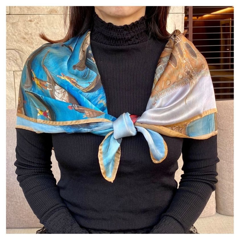 ギフトラッピングボックス & 送料無料】シルク スカーフ 大判 90