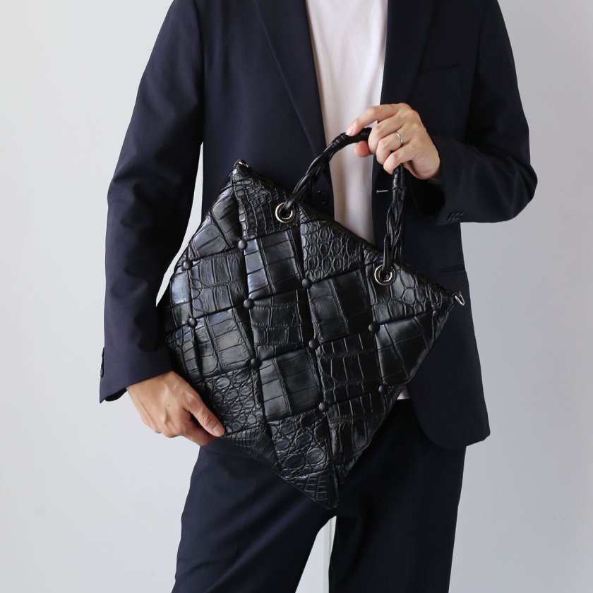 クロコダイル ダイヤ柄 編み込みデザイン 2way トートバッグ 日本製
