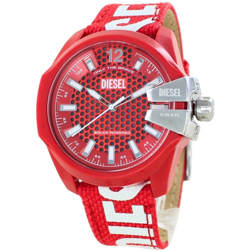 ディーゼル 腕時計 メンズ ソーラー充電 レッド 大型ケース 防水