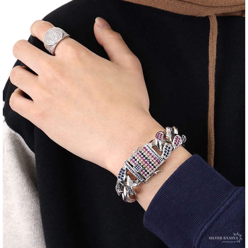 極太 B系ブレスレット シルバー マイアミキューバンリンク 喜平