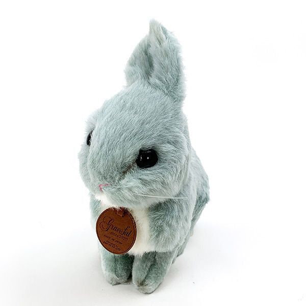 日本製 手作り ぬいぐるみ うさぎ(ウサギ) 座り グレー 4905330014450