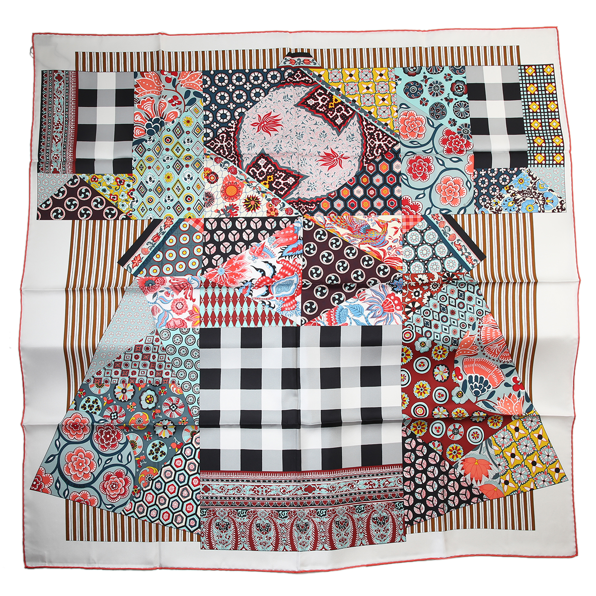 HERMÈS エルメス カレ90 更紗のアート レッド ホワイト - GINZA XIAOMA