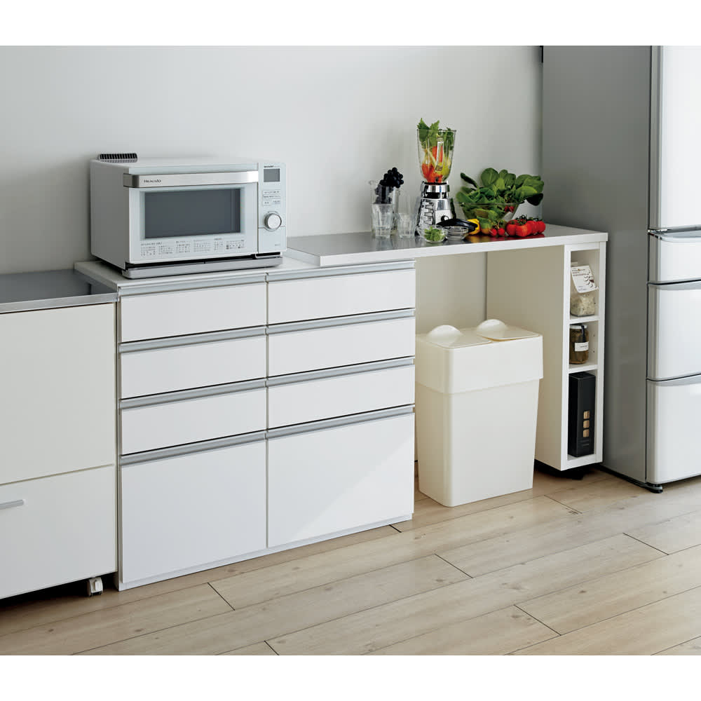 幅調節可能！スライド伸長式カウンター 幅119～182cm 引き出しタイプ