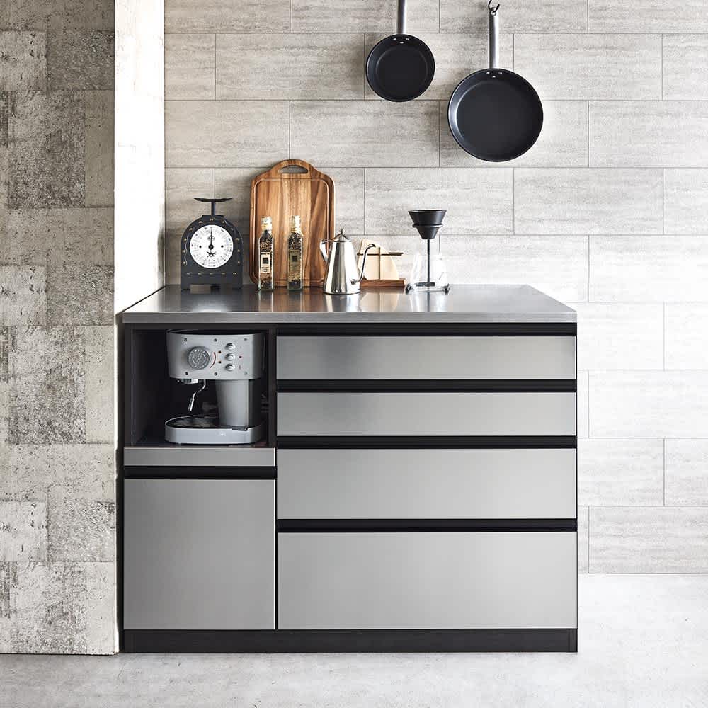 ステンレスバイブレーション仕上げ天板カウンター 幅120cm 通販 - ディノス