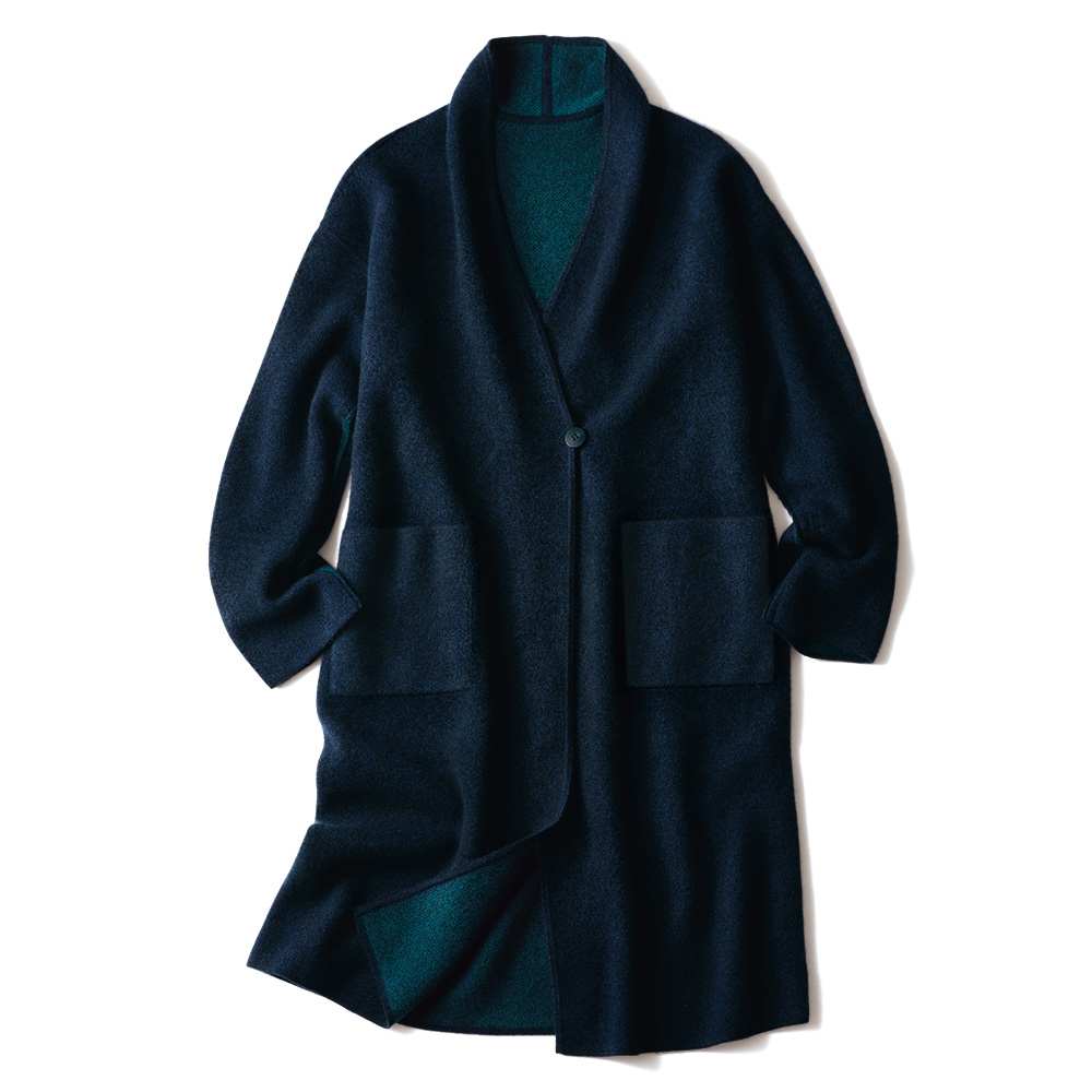 EMONカシミヤ リバーシブルニットコート 通販 - ディノス