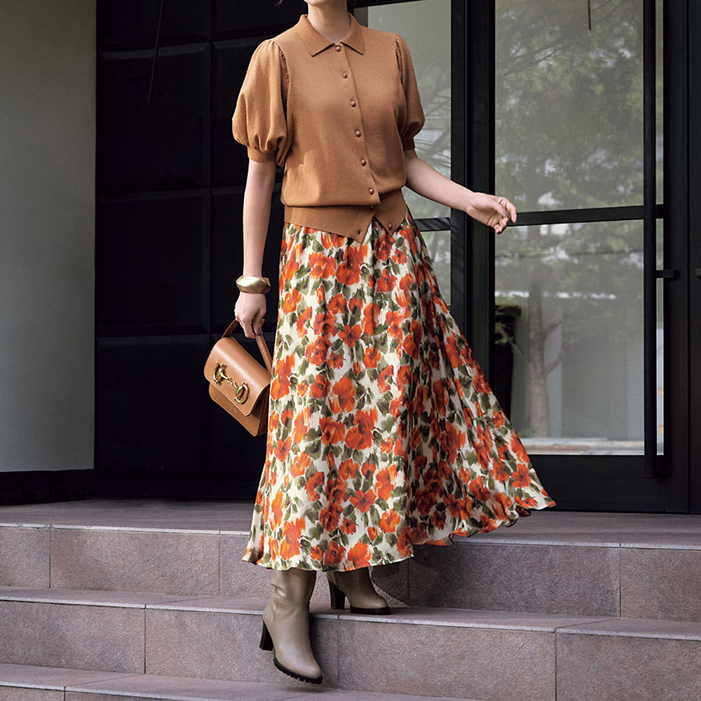 イタリア素材 花柄 フレアースカート 通販 - ディノス