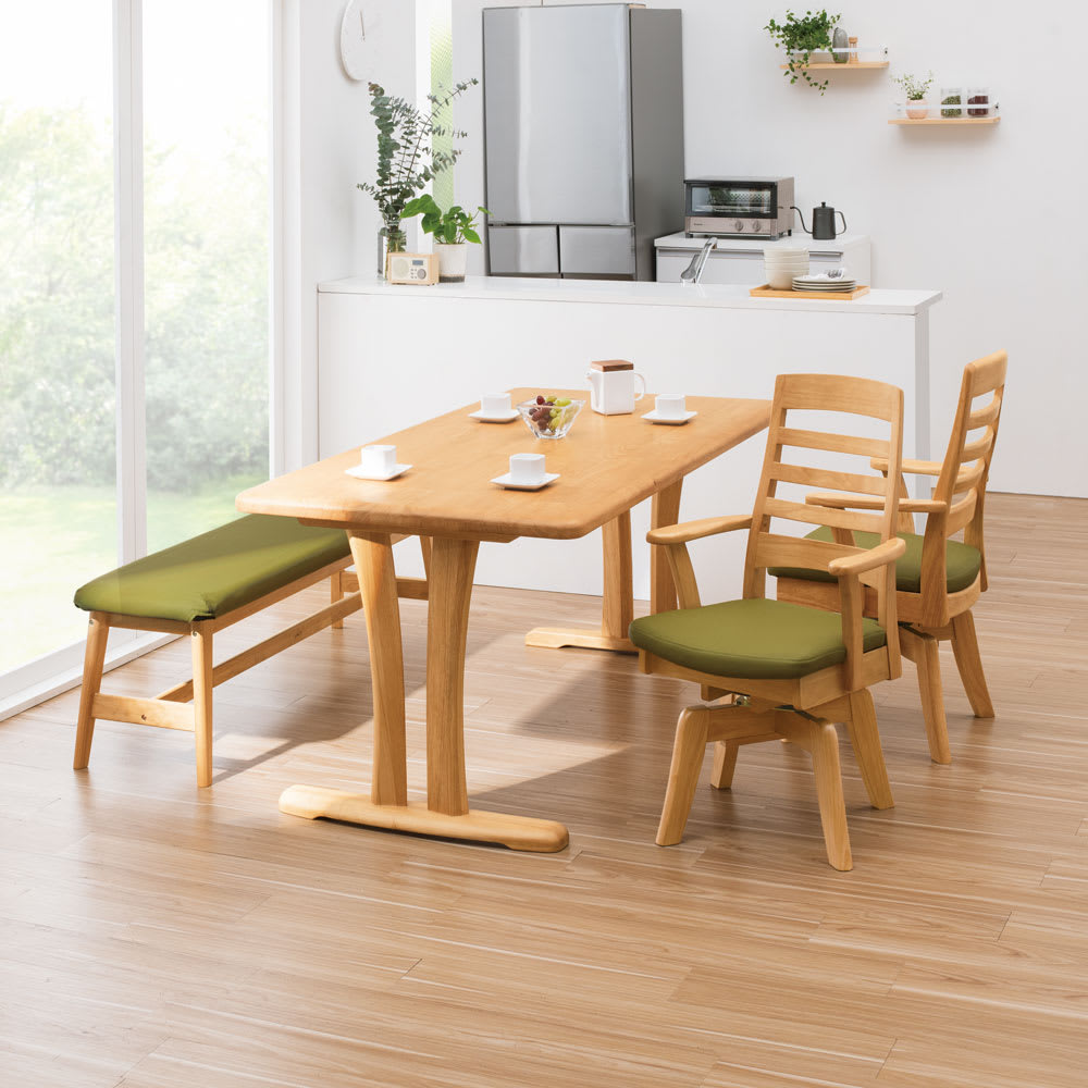 角丸優しいダイニングテーブル 2本脚 幅165奥行85cm 通販 - ディノス