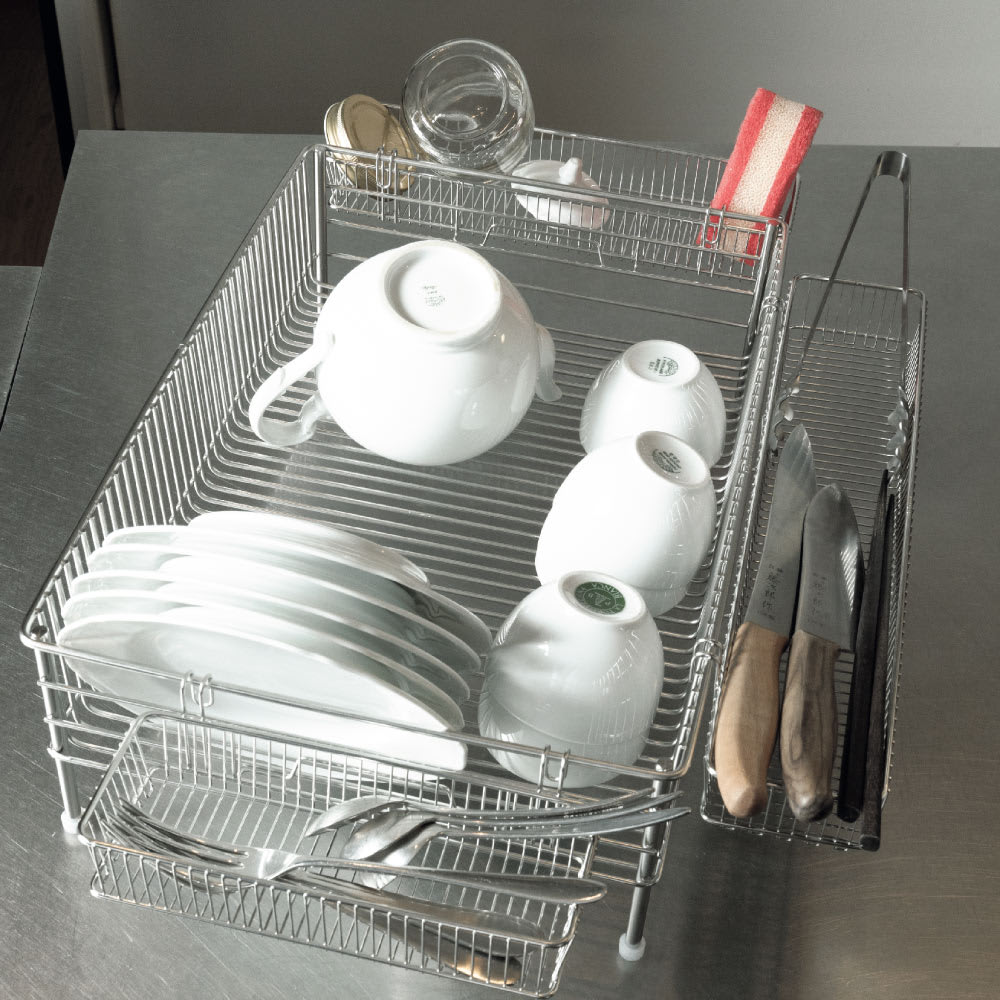 la base/ラバーゼ ステンレス水切りかごセット 横置きスリムサイズ