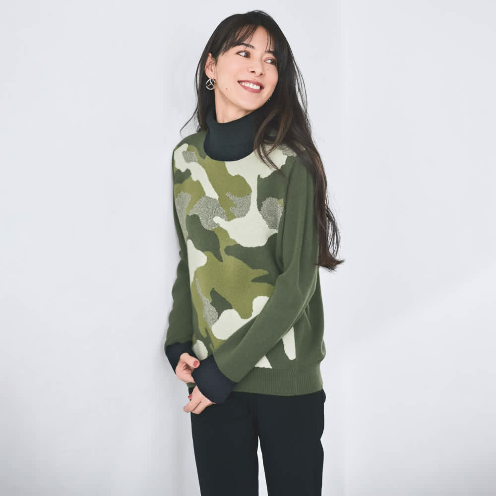 カシミヤニット 迷彩 ジャカード プルオーバー 通販 - ディノス