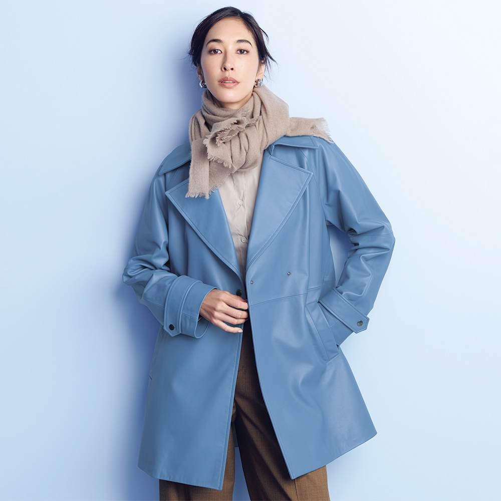 イタリアンラムレザー ダブルブレスト コート 通販 - ディノス