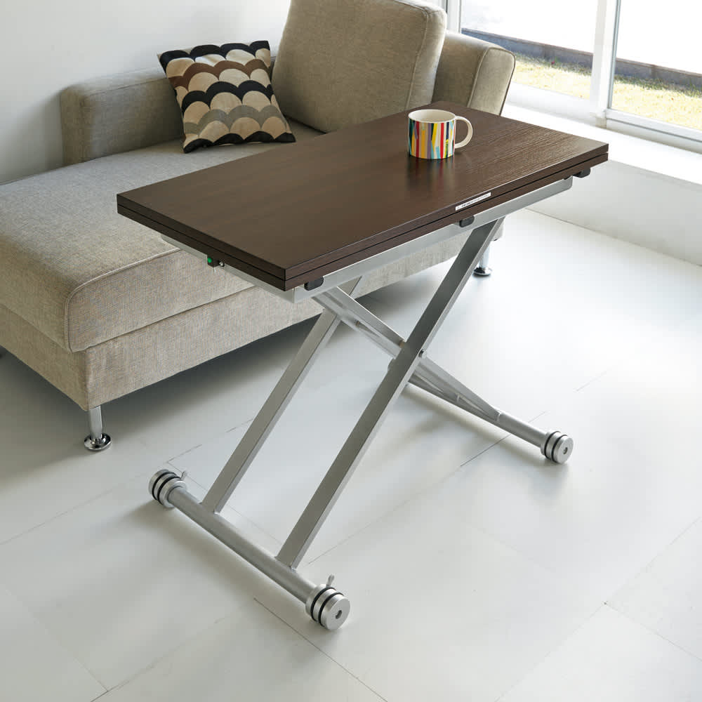 伸長式ガス圧昇降テーブル 幅120（天板110）cm 通販 - ディノス