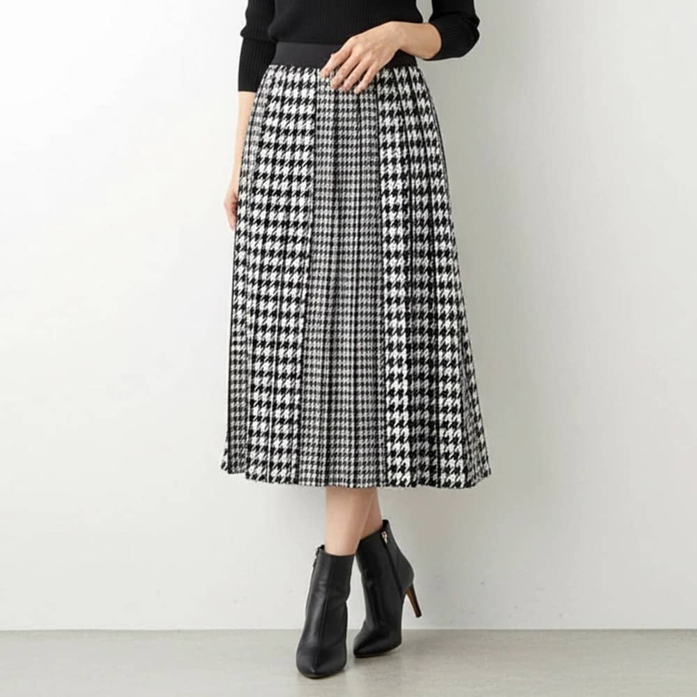 千鳥柄ジャカード ニットプリーツスカート 通販 - ディノス